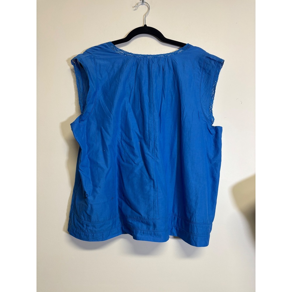Lucky Brand Women's 100% Cotton Blue Ruffled Tank Top Blouse Size XXL - Picture 4 of 6
